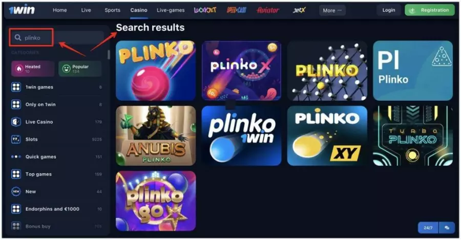 Plinko 1win